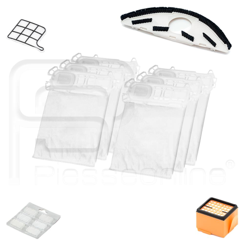 PIESSEONLINE - KIT4135 - KIT COMPATIBILE FOLLETTO VK135/136: 6 sacchetti, 6  profumini, 1 griglia, 1 filtro hepa, 1 setola - PIESSEONLINE