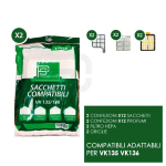 KIT COMPATIBILE FOLLETTO VK135/136: 12 sacchetti, 12 profumi, 2 griglie, 2 filtri hepa