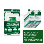 CONFEZIONE 12 SACCHETTI COMPATIBILI PER VORWERK FOLLETTO KOBOLD VK140/150