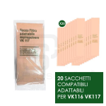 CONFEZIONE 20 SACCHETTI COMPATIBILI PER VORWERK FOLLETTO KOBOLD VK116/117