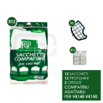 KIT COMPATIBILE FOLLETTO VK140/150: 12 sacchetti, 12 profumini, 2 griglie