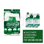 CONFEZIONE 6 SACCHETTI COMPATIBILI PER VORWERK FOLLETTO KOBOLD VK140/150